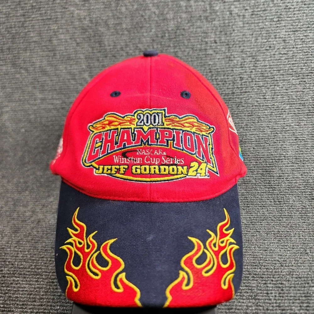 Vintage Nascar Hat Adult Strapback Flame Bill Winston‎ Cup Jeff Gordon Y2K